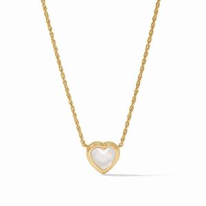 Julie Vos Gold and White Heart Pendant Necklace Delicate Heart Necklace